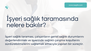 İşyeri sağlık taraması, çalışanların genel sağlık durumlarını değerlendirmek ve işyerinde sağlıklı çalışma koşullarını sürdürebilmelerini sağlamak amacıyla yapılan bir süreçtir.